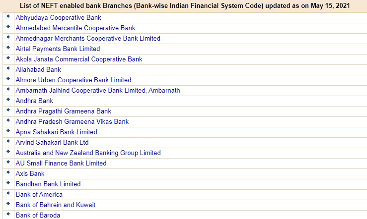 All Bank IFSC Code List 