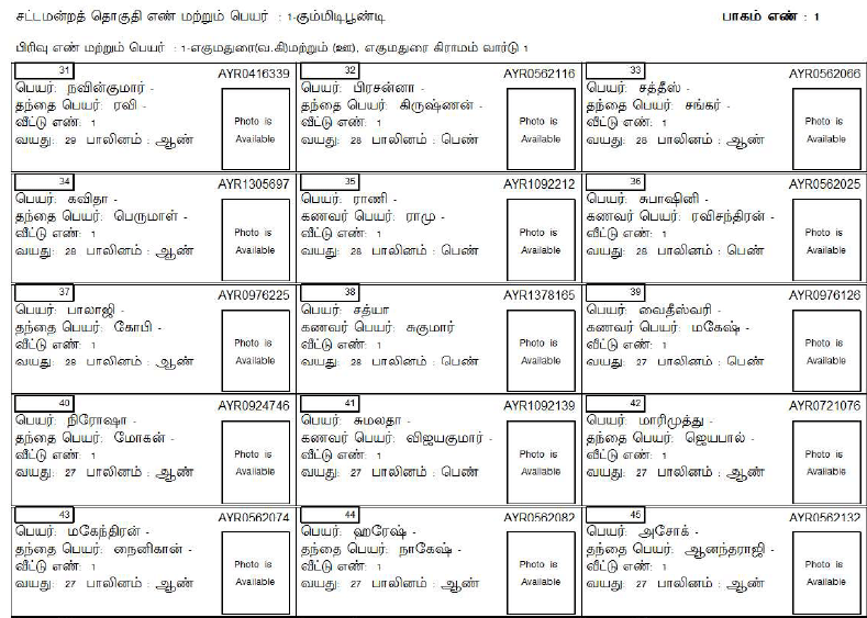 Tamilnadu Voter List 2021 PDF Download