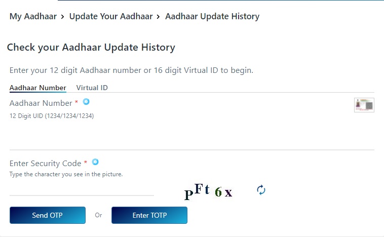 Aadhaar Update History Details