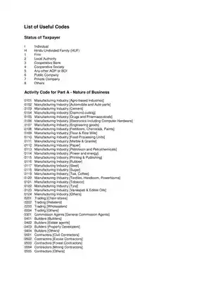 Income Tax Nature of Business Code List 2019-20 PDF