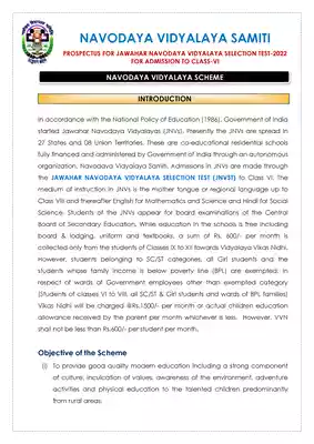 Jawahar Navodaya Vidyalaya Notification 2022-23 Class 6th PDF