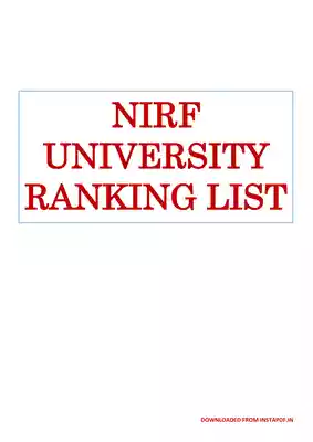NIRF Ranking 2021 University List PDF