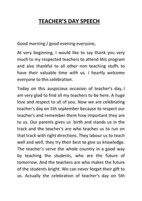 Teachers Day Speech in English