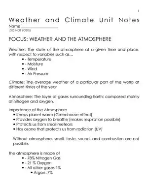 Weather and Climate Notes PDF