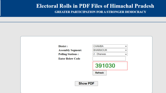 Himachal Pradesh Voter List 2022 PDF