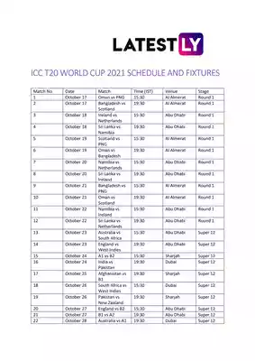 T20 World Cup Schedule 2021 PDF Download 