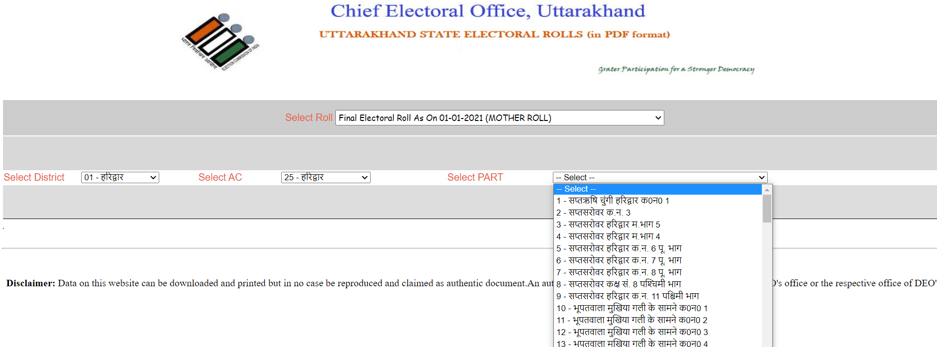 Voter List 2021 Uttarakhand PDF