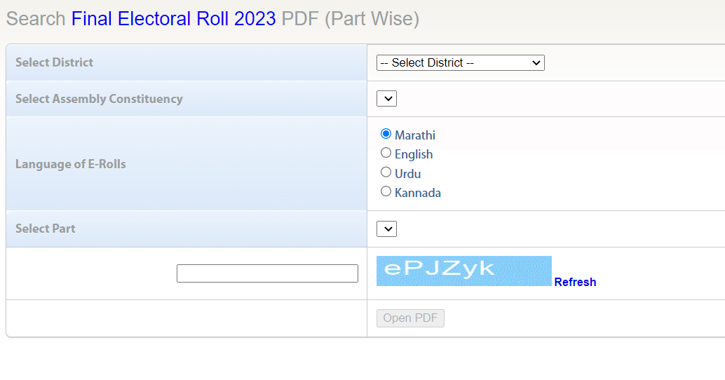Maharashtra Voter List 2023 PDF