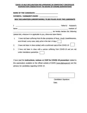 Covid Self Declaration Form PDF