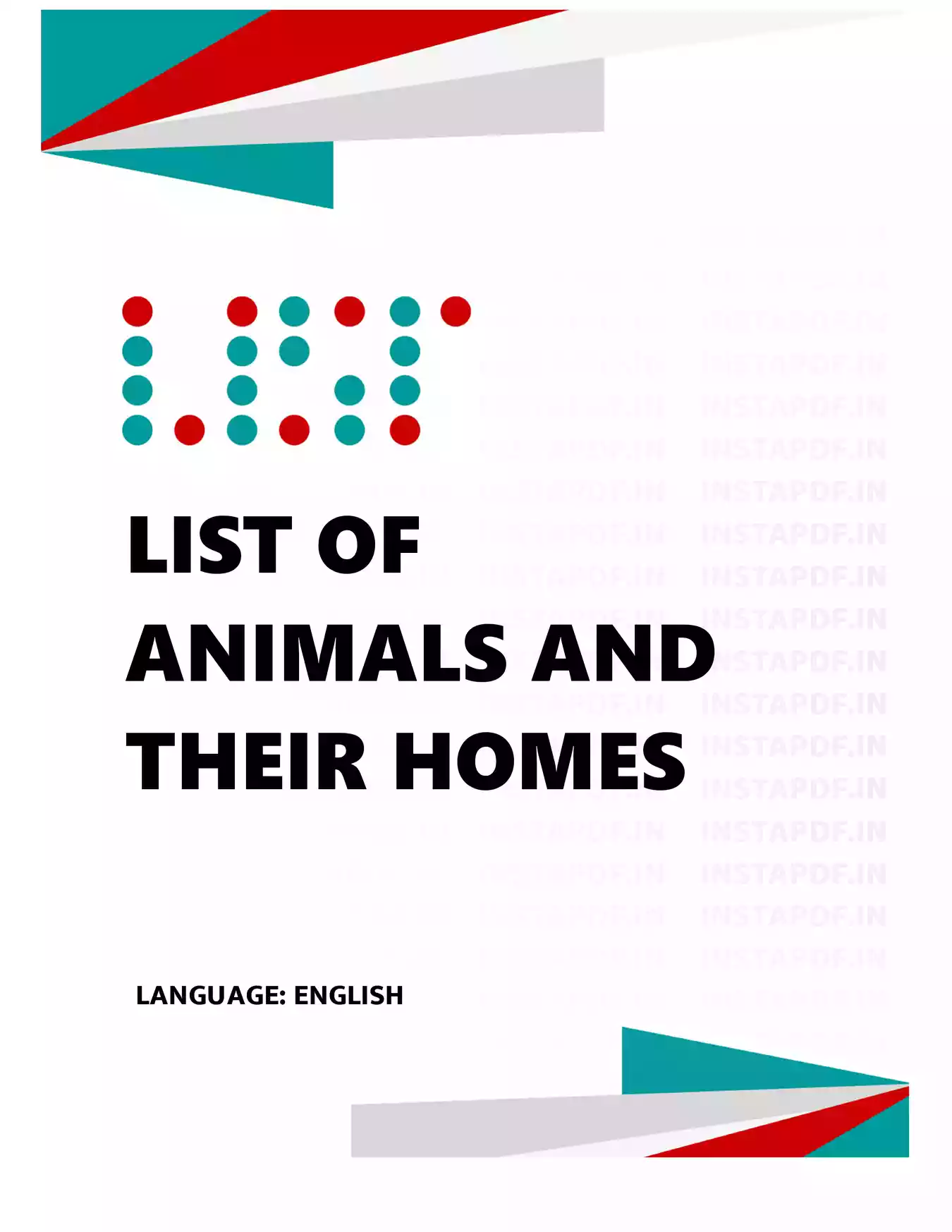 Animal and Their Homes Name List PDF Download – InstaPDF