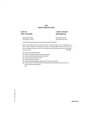 8th Classs SA2 English Sample Paper PDF