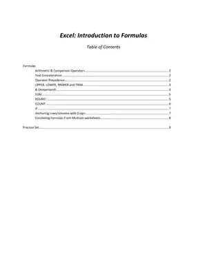 Excel Formulas List with Examples PDF