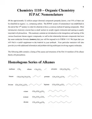 IUPAC Name List PDF Class 11