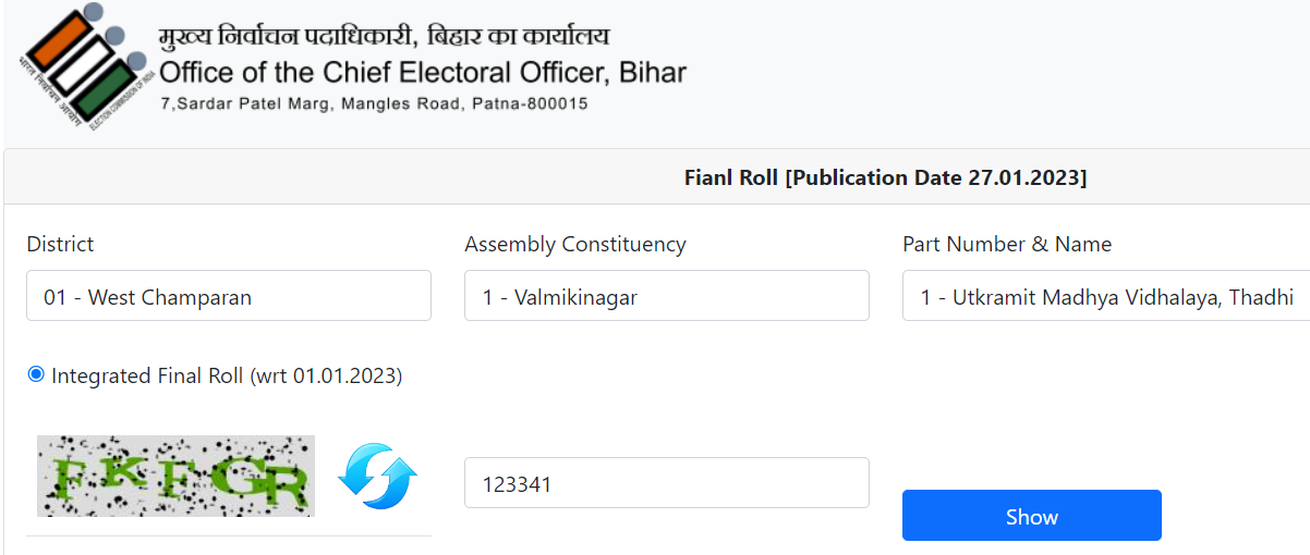 Voter List Bihar PDF