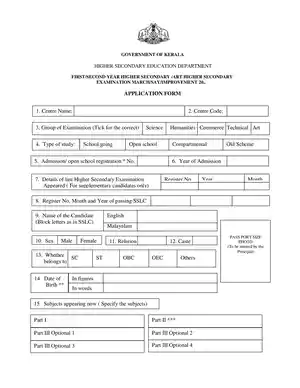Plus One Application Form PDF 2023