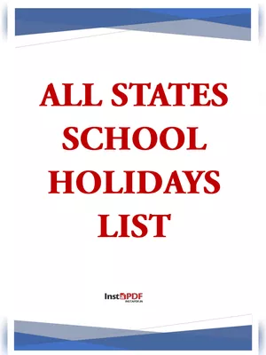 All States School Holidays List PDF