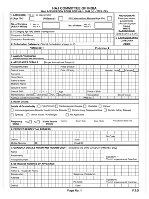 Haj Application Form 2023