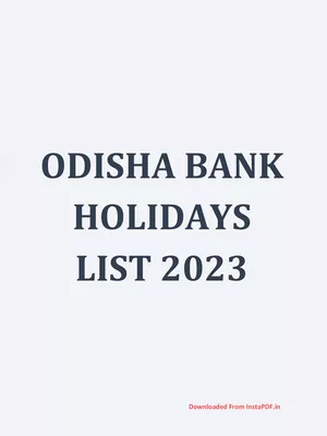 Odisha Bank Holidays List 2023 PDF