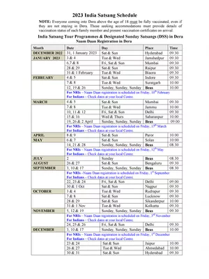 RSSB Satsang Schedule 2023