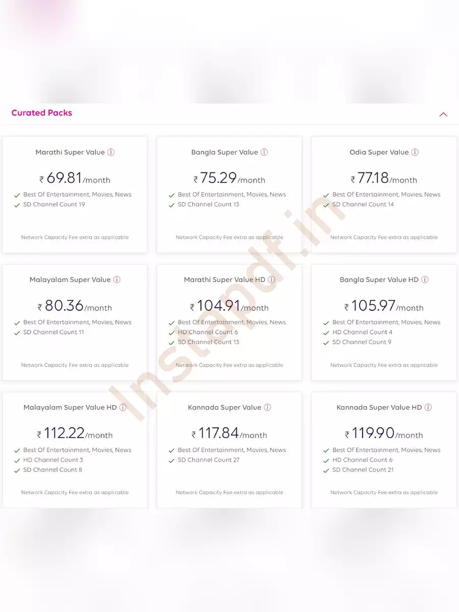 Tata SKY Packages Price List 2023 PDF - 2nd Page