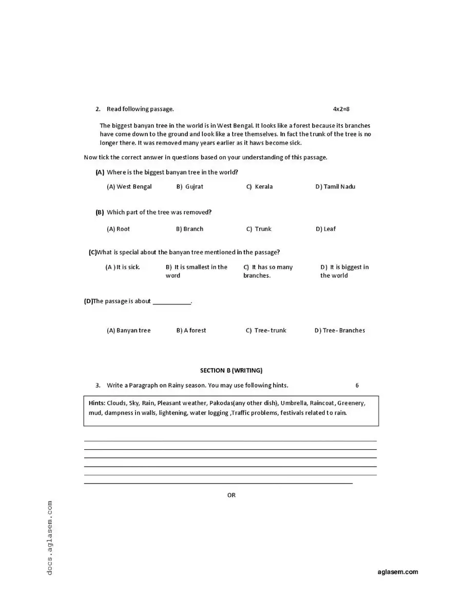 2nd Page of 5th Class Entrance Exam Question Paper PDF