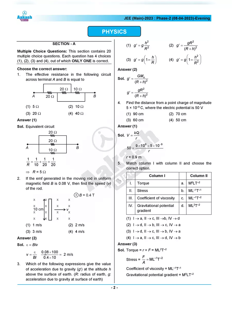 2nd Page of JEE Mains 2023 Question Paper PDF