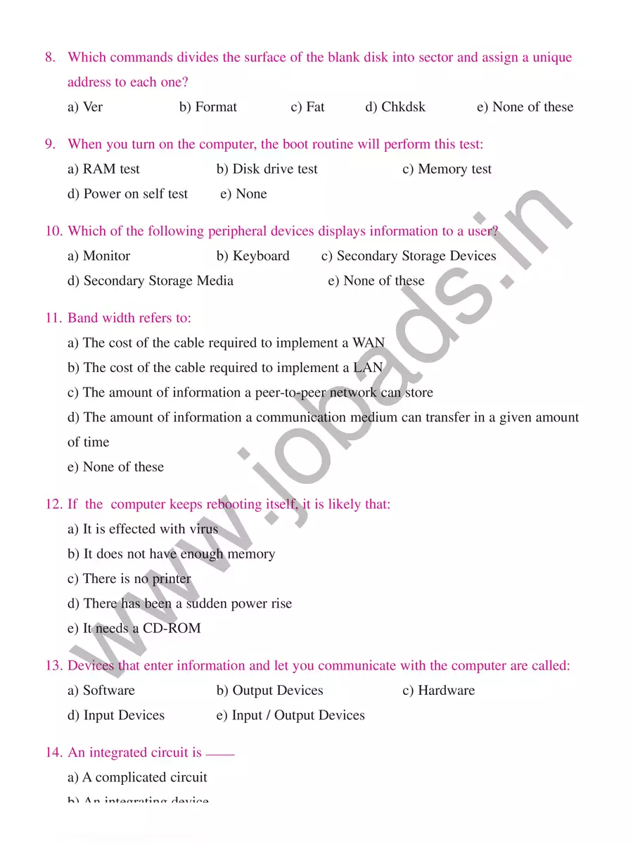 2nd Page of MRB Pharmacist Exam Model Question Paper with Answers PDF