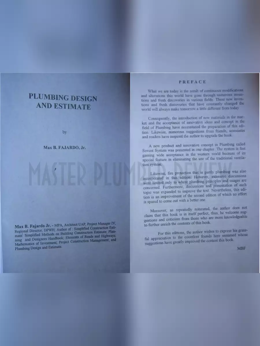 2nd Page of Plumbing Design and Estimate 2nd Edition PDF