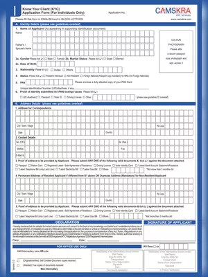 CAMSKRA KYC Form PDF