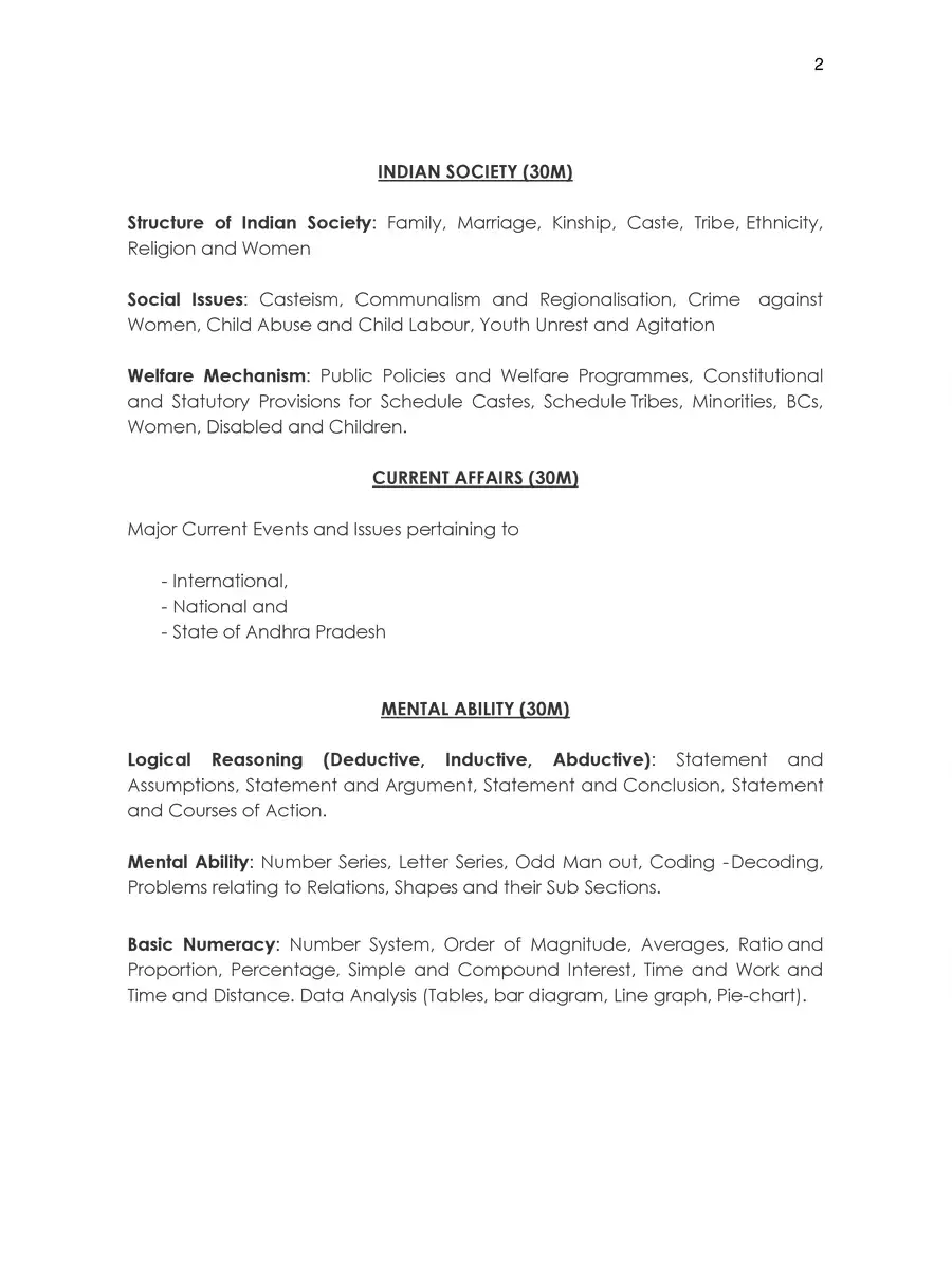 2nd Page of APPSC Group 2 Syllabus 2023 PDF