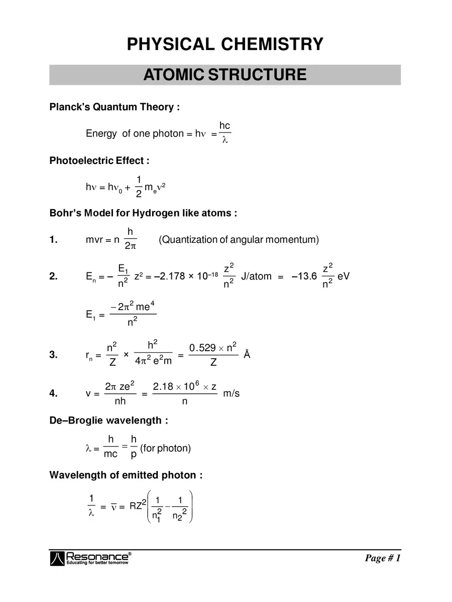 2nd Page of KCET Chemistry Formulas PDF