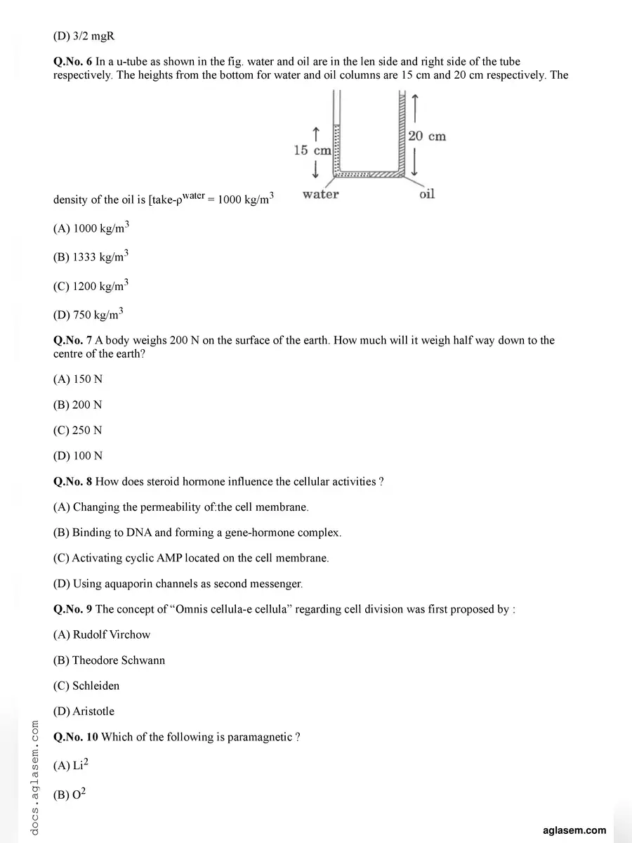 2nd Page of NEET Sample Paper 2023 PDF