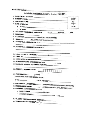 Mahatma Gandhi English Medium School Admission Form
