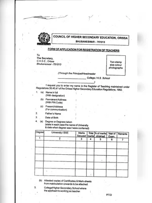 Teachers Registration Application Form Odisha