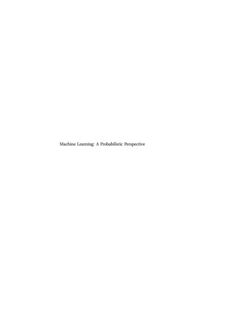 2nd Page of Machine Learning – A Probabilistic Perspective PDF