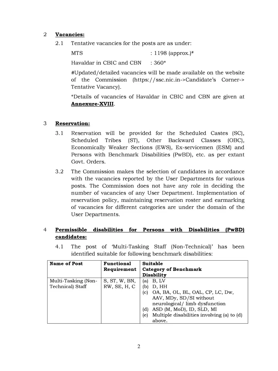 2nd Page of SSC MTS Notification 2023 PDF