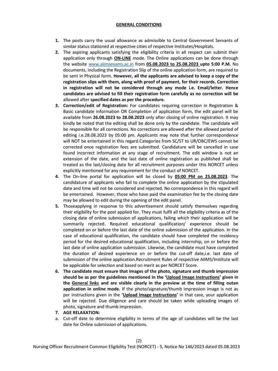 2nd Page of NORCET 5 Notification PDF