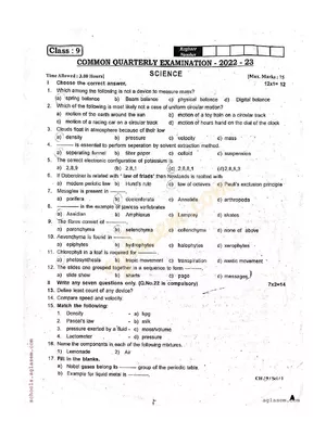 10th Quarterly Question Paper 2023
